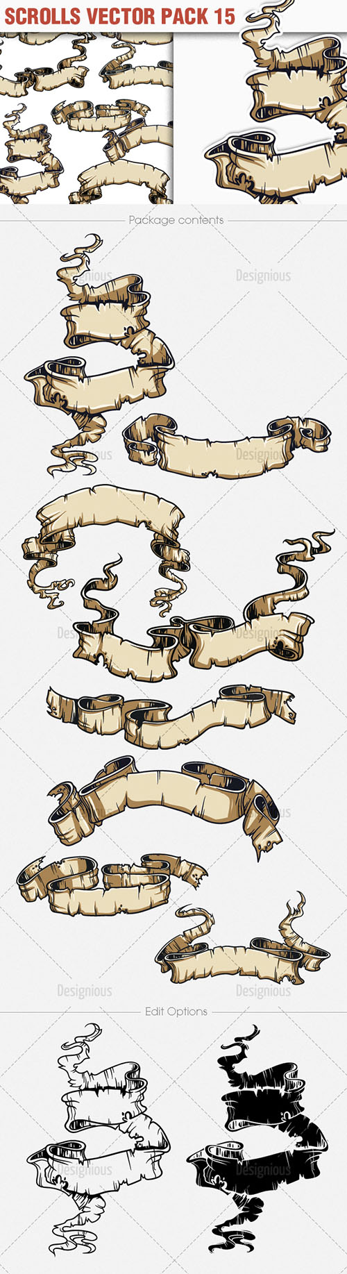 Scrolls Vector Illustrations Pack 15