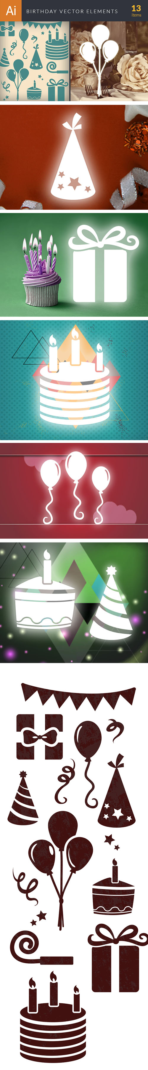 Simple Birthday Vector Elements Set 1