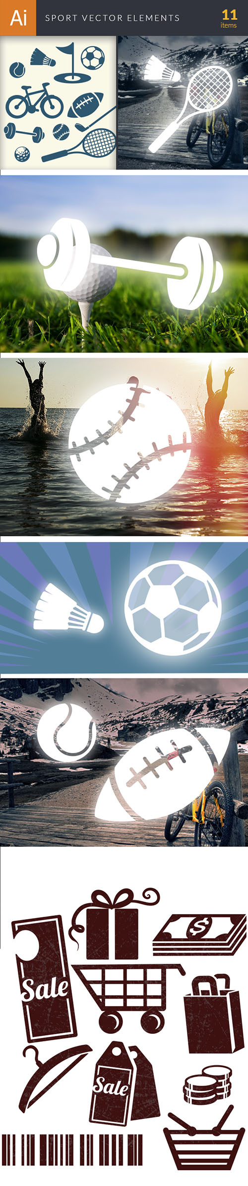 Simple Sport Vector Elements Set 1