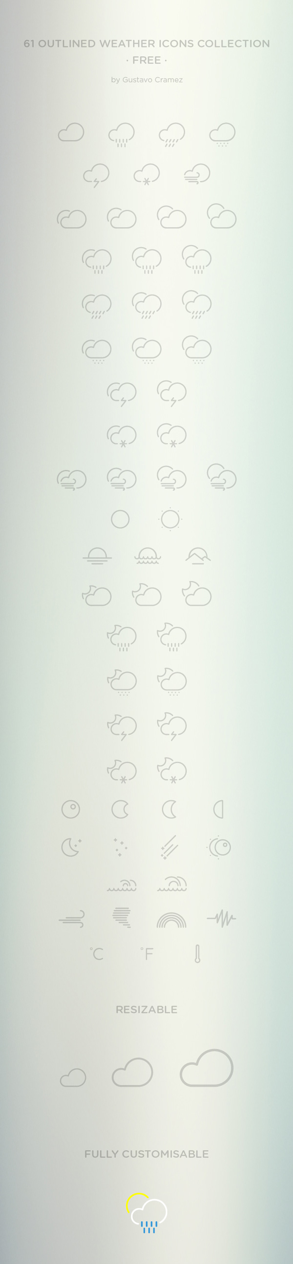 AI Vector Web Icons - 61 Outlined Weather Icons