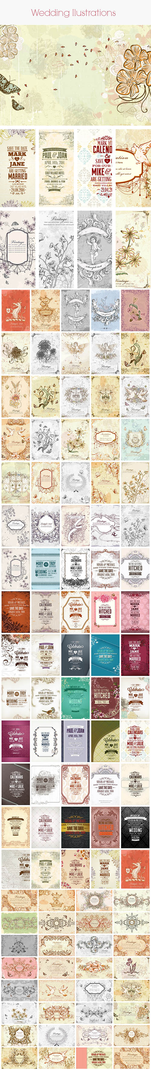 100 Wedding Vector Illustrations Bundle