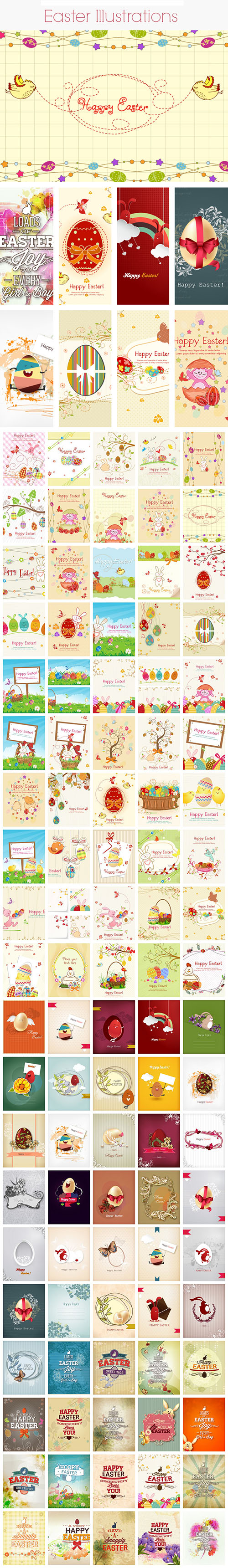 100 Easter Vector Illustrations Bundle