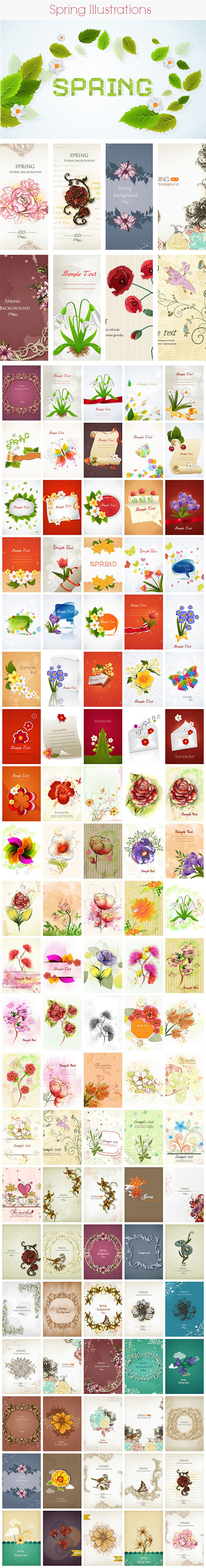 150 Spring Vector Illustrations Bundle