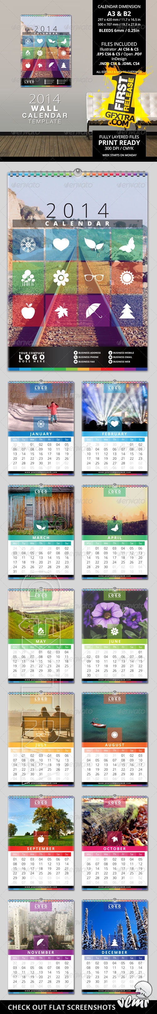 GraphicRiver - 2014 Wall Calendar Template 