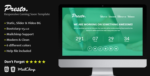 ThemeForest - Presto - Responsive Coming Soon Template - RIP