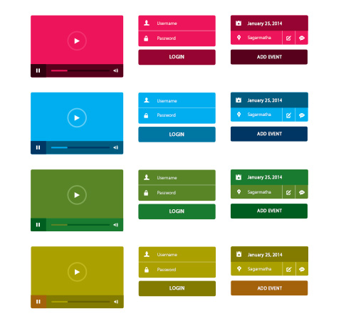 PSD Web Design - Colored Small UI Kit 2014