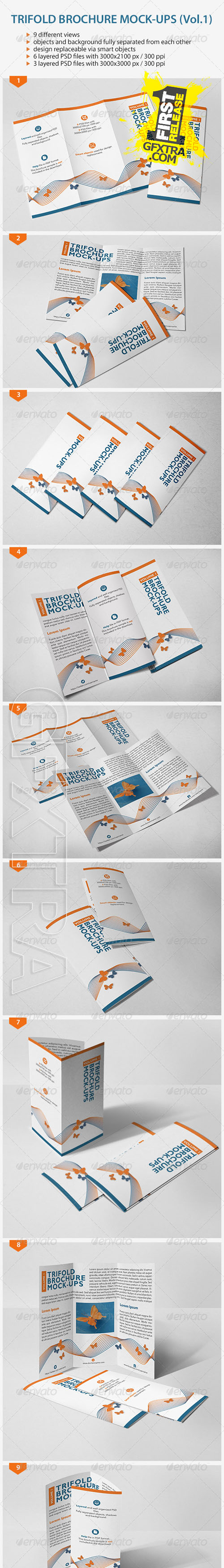 GraphicRiver - Trifold Brochure Mock-Ups (Vol.1) 